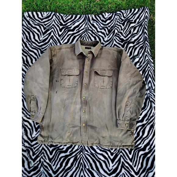 Wolverine Work Jacket Mens XXL Brown Canvas Large Rugged Utility Snap Front - Picture 1 of 14